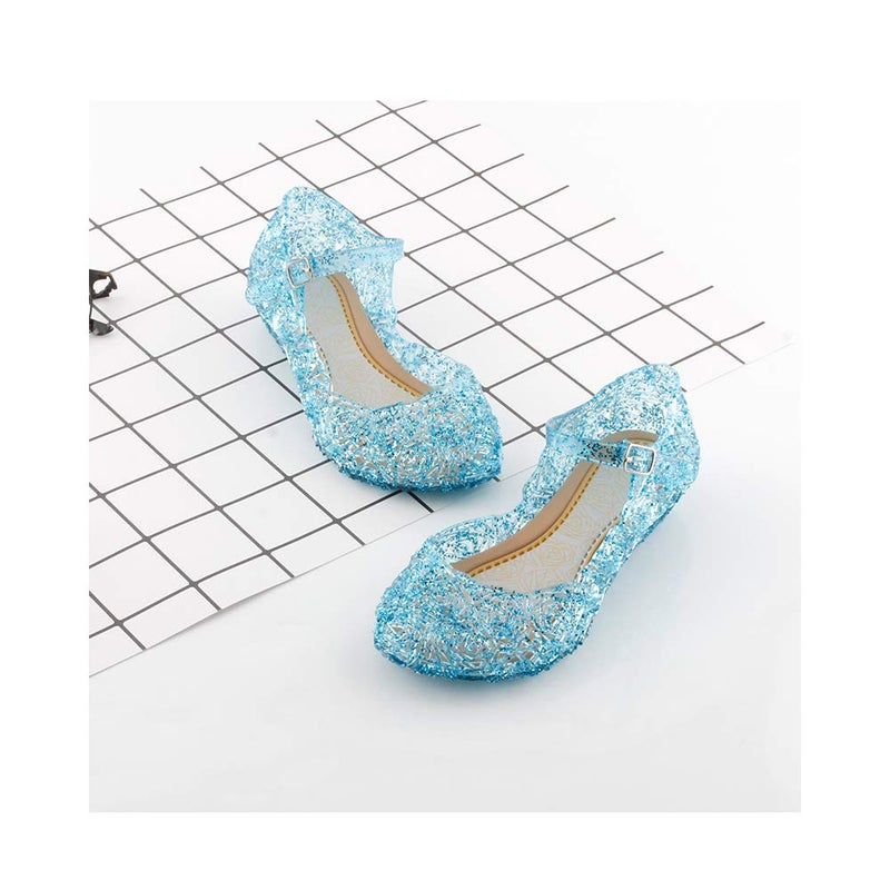 techcity Princess Girls Sandals Dress Up Dance Party Cosplay Jelly Shoes for Kids Toddler Mary Janes (Little Kid 11 M, Blue) - Image 3